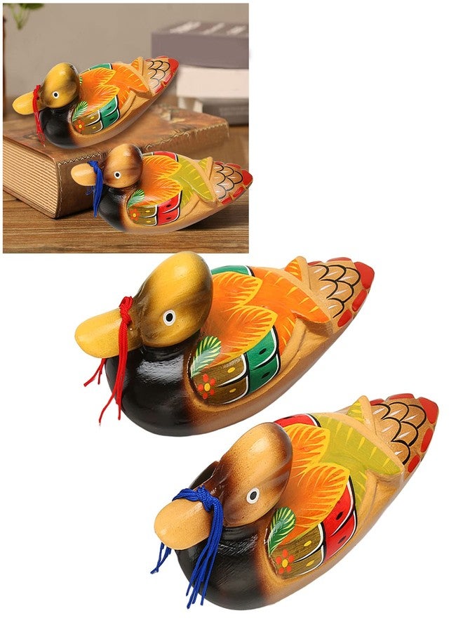 Topyond 1 Pair Wooden Duck Decor,Romantic Wooden Mandarin Duck Ornament Water Based Paint, Office and Living Room Decor, Ideal for Wedding Handmade Gifts Handcrafted Desk - Image 4